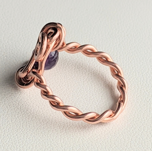 Baroque Amethyst Ring Pure Copper Unique Artisan Crafted Design - Picture 7 of 10